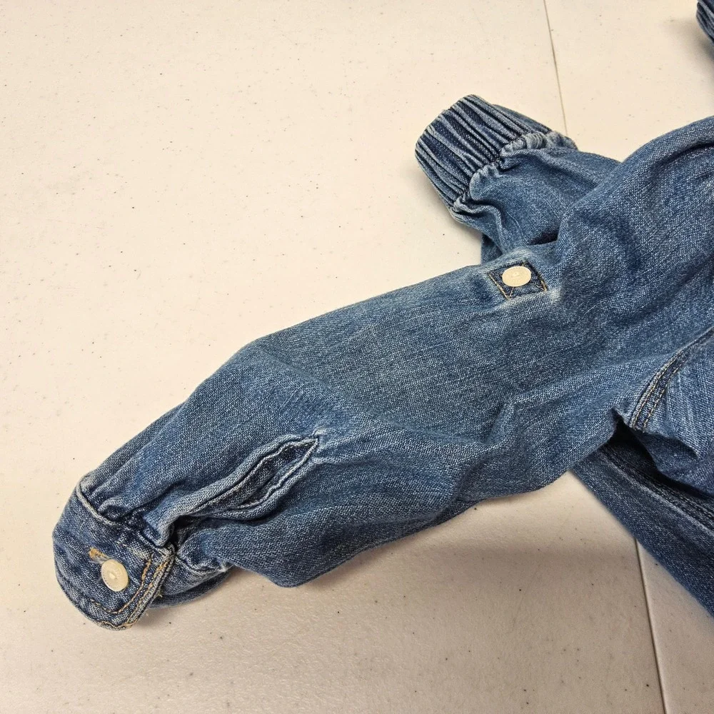 Ralph Lauren Denim Jumpsuit Kids 5 Blue Long Sleeve Pintuck Utility Romper